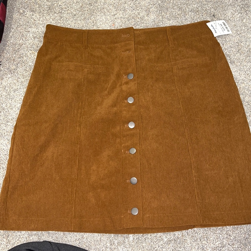 Bagatelle Collection brown corduroy button closure skirt NWT